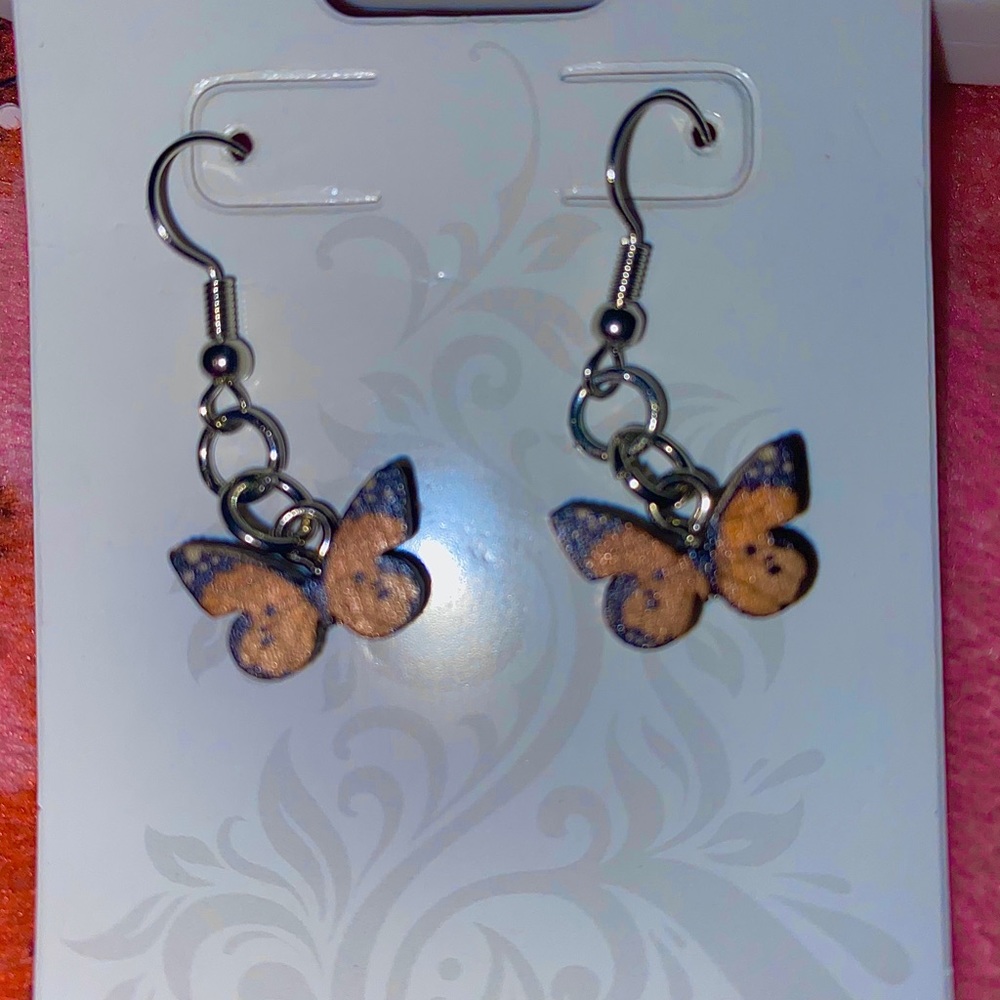 orange butterfly earrings